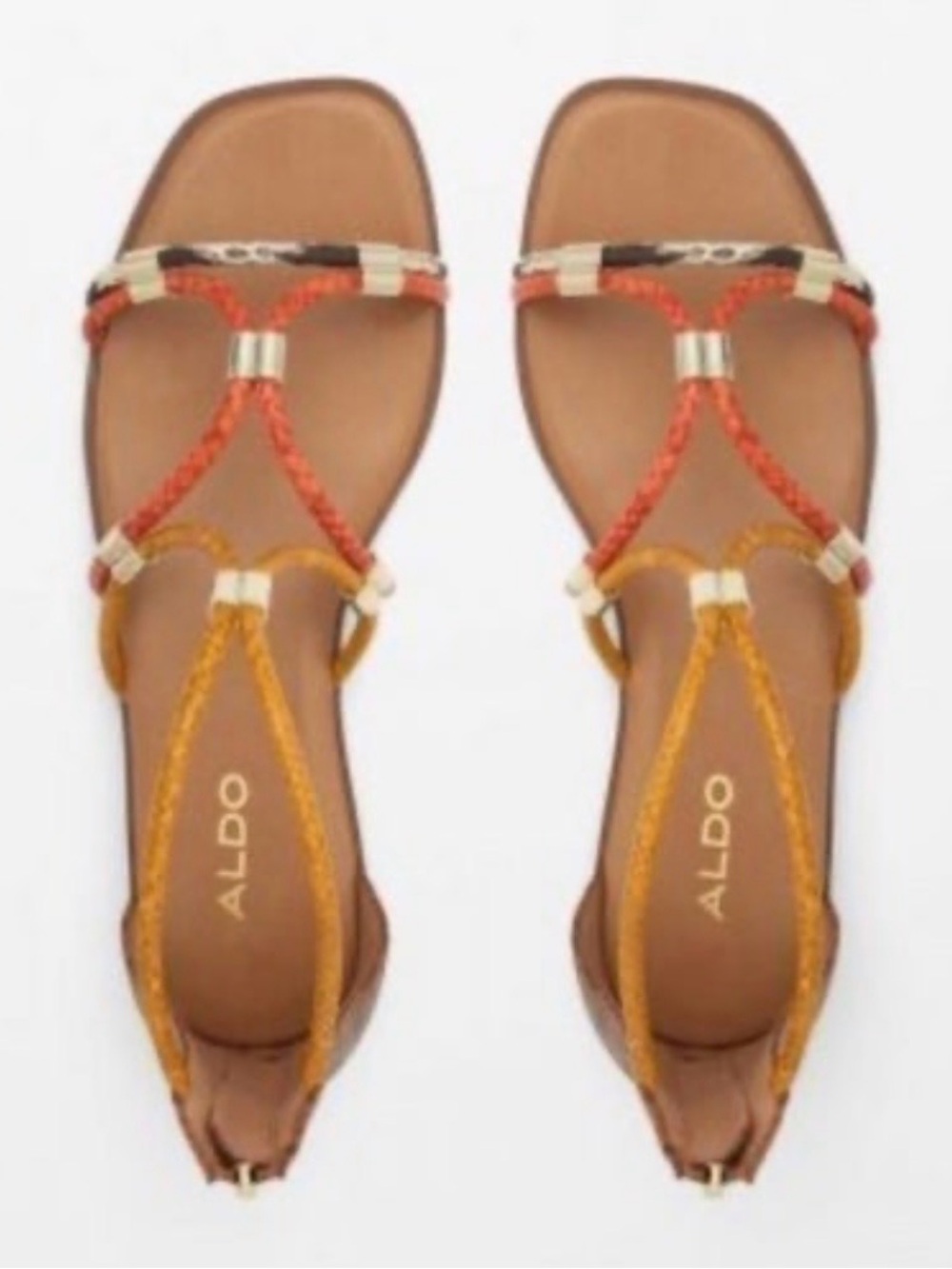 Aldo Cognac & Orange Oceriwenflex Strappy Flat Sandal - Size 6.5